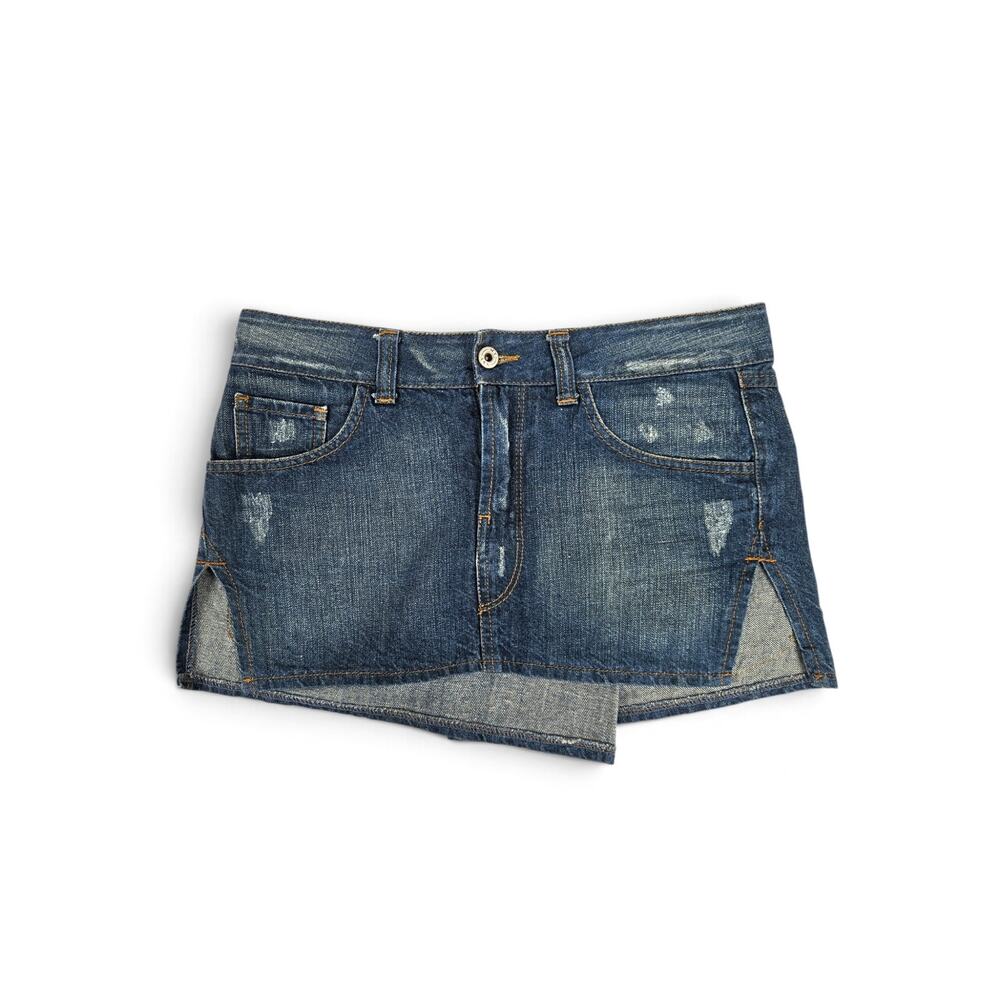 Y2k Euro 'My Ass' Denim Micro Mini Asymmetrical Subversive - Size Medium